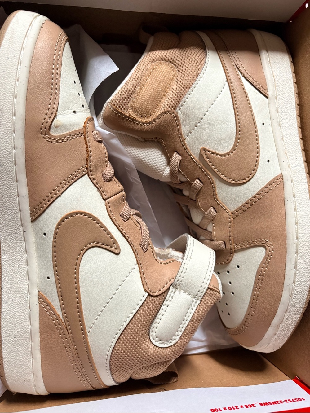 Nike Kids High-Top Sneakers in Cream & Tan